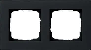 Gira 0212095, flat 2-gang cover frame Gira E2, black matt