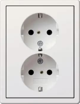 Gira 0780112, SCHUKO double + frame for flat switch, pure white