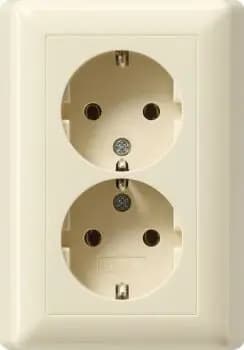 Gira 078201, SCHUKO 2-gang full cover plate for 1.5-module device box, Standard 55, cream white
