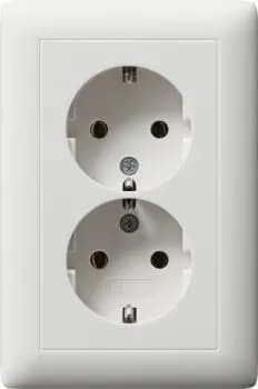 Gira 078204, SCHUKO double full cover plate for 1.5-module device box, Standard 55, pure white matt