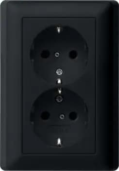 Gira 0783005, SCHUKO 2-gang SH + full plate, System 55, black matt