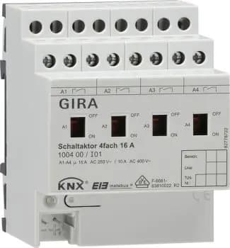 Gira 100400, 4-channel switch actuator 16 A, manual, KNX REG