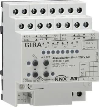 Gira 103900, Shutter actuator 4-channel AC 230 V manual KNX REG