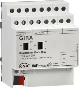 Gira 104000, 2-channel switch actuator 16 A manual KNX REG