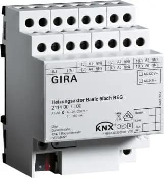 Gira 211400, Heating actuator Basic 6-channel KNX REG