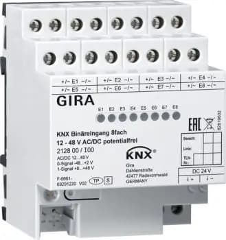 Gira 212800, 8-channel binary input 12 - 48 V AC/DC potential-free KNX REG