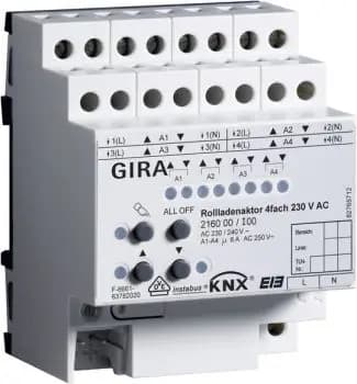 Gira 216000, 4-channel roller shutter actuator AC 230 V manual KNX REG