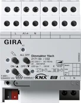 Gira 217100, 1-channel dimming actuator 500 W/VA KNX REG