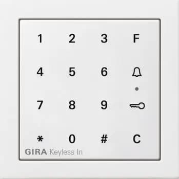 Gira 2605112, Gira Keyless In coded keypad flat switch, pure white