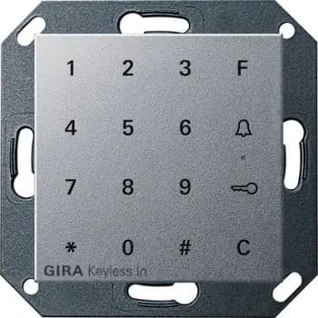 Gira 260526, Gira Keyless In Code Keypad System 55 F Aluminium