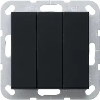 Gira 2844005, rocker push-button BS, 3-fold, closing contact (NO), System 55, black m
