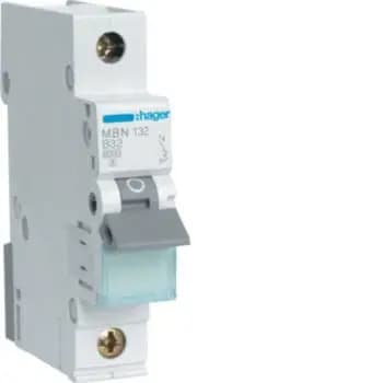 Hager MBN132 1-pole B32A 6kA 1M miniature circuit breaker (MBN132)