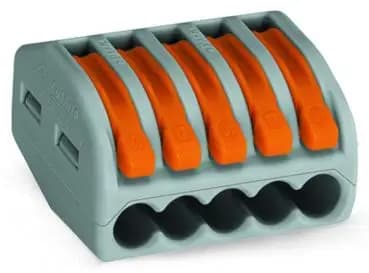 Wago 5-pole connection terminal with lever, gray (222-415)