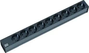 Bachmann 333.506 19" 1U 9-way power strip without switch, black (333.506)