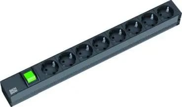 Bachmann 333.505 19" 1U 8-way power strip with switch, black (333.505)