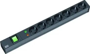 Bachmann 333.535 19-inch 1U 7-way UESS with switched power strip, black (333.535)