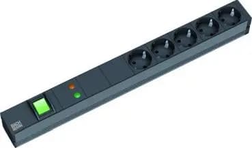 Bachmann 333.537 19" 1U 5-socket GVS power strip with switch, black (333.537)