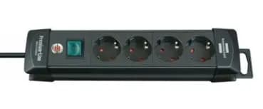 Brennenstuhl Premium-Line 4-socket black power strip with switch, 1.8 m (1951140100)