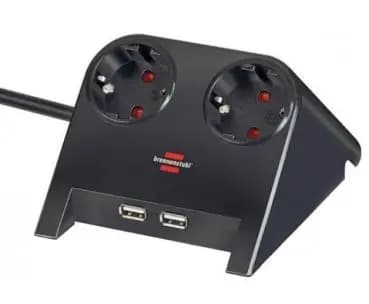 Brennenstuhl 2-socket black power strip with 2x USB 2.0 2100mA (1153500222)