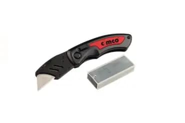 Cimco quick-change folding utility knife with 10 replacement blades (120070)