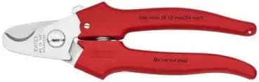 Knipex 165 mm cable shears, handles overmoulded with plastic (95 05 165)