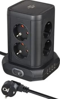 Brennenstuhl 8-socket + 4x USB black socket tower (1153560000)