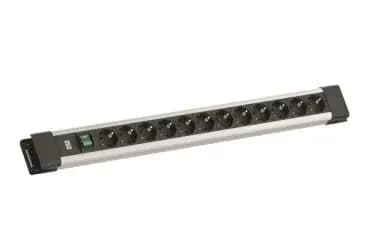 Bachmann 12x CEE7/3, 1x switch, 2.0 m, CEE7/7, grey power strip (BM005901)