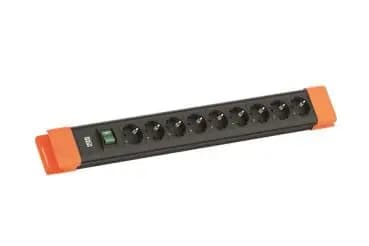 Bachmann power strip 9x CEE7/3, 1x switch, 2.0 m CEE7/7, black/orange (BM005918)