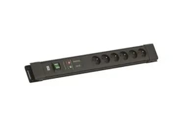 Bachmann power strip, 6x UTE, 1x GVS, 1x switch, 2.0 m, CEE7/7, black (BM005934)
