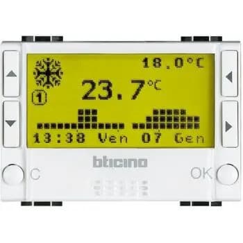 Bticino flush-mounted chronothermostat with display, white (N4451)