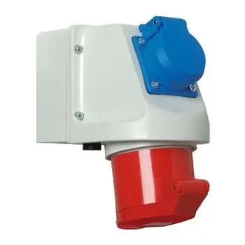 Walther 135 32A 5P 400V 6h IP44 Mini-combi wall outlet with Schuko socket (135)