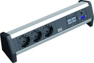 Bachmann 339.1005 DESK 3x Schuko 2x CAT5e 1x VGA + 3.5 mm jack power strip (339.1005)