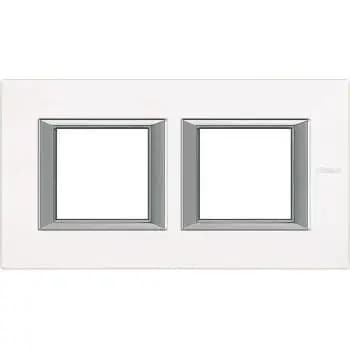 Bticino 2-gang horizontal white glass frame (HA4802M2HVBB)