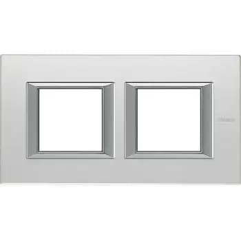 Bticino 2-gang horizontal mirrored glass frame (HA4802M2HVSA)