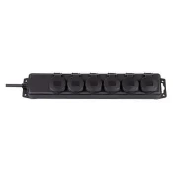 Brennenstuhl IP44 6-socket black 2 m H07RN-F 3G1,5 power strip (1159970)
