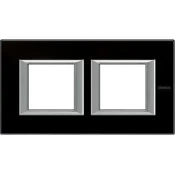 Bticino 2-gang horizontal black glass frame (HA4802M2HVNN)