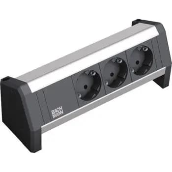 Bachmann ALU DESK socket unit, 3 x earthed sockets (902.0048)